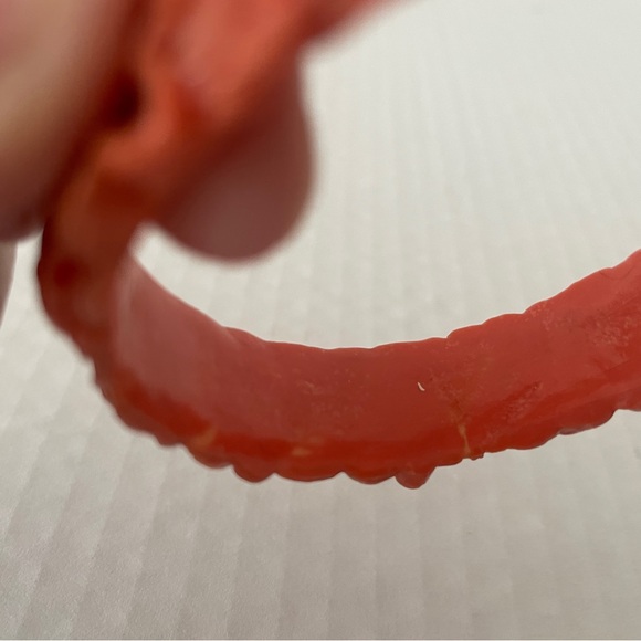 Vintage Bakelite Coral Carved Bangle Bracelet